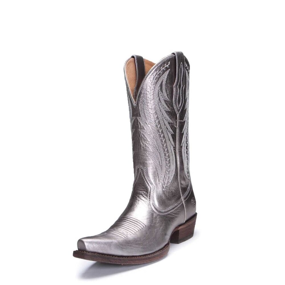 Silver Ariat Tailgate Snip Toe Cowboy Western Boots Size 8.5B (fits like 9) - Picture 3 of 9